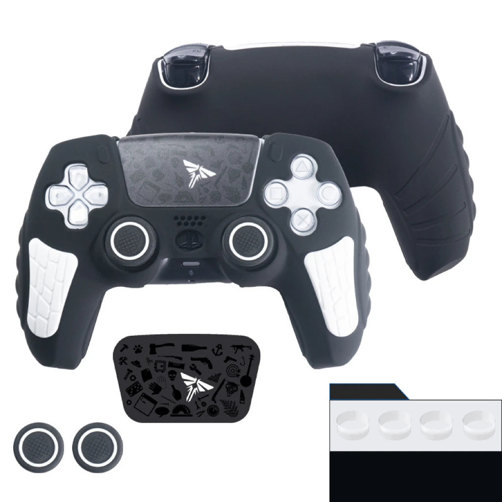 For PS5 Controller Cover Case Anti-Slip Silicone Cover Skin Compatible with PS5 Controller with Thumb Grip Cap Sticker
